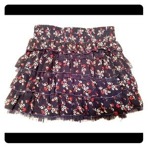 Floral Ruffled Mini Skirt